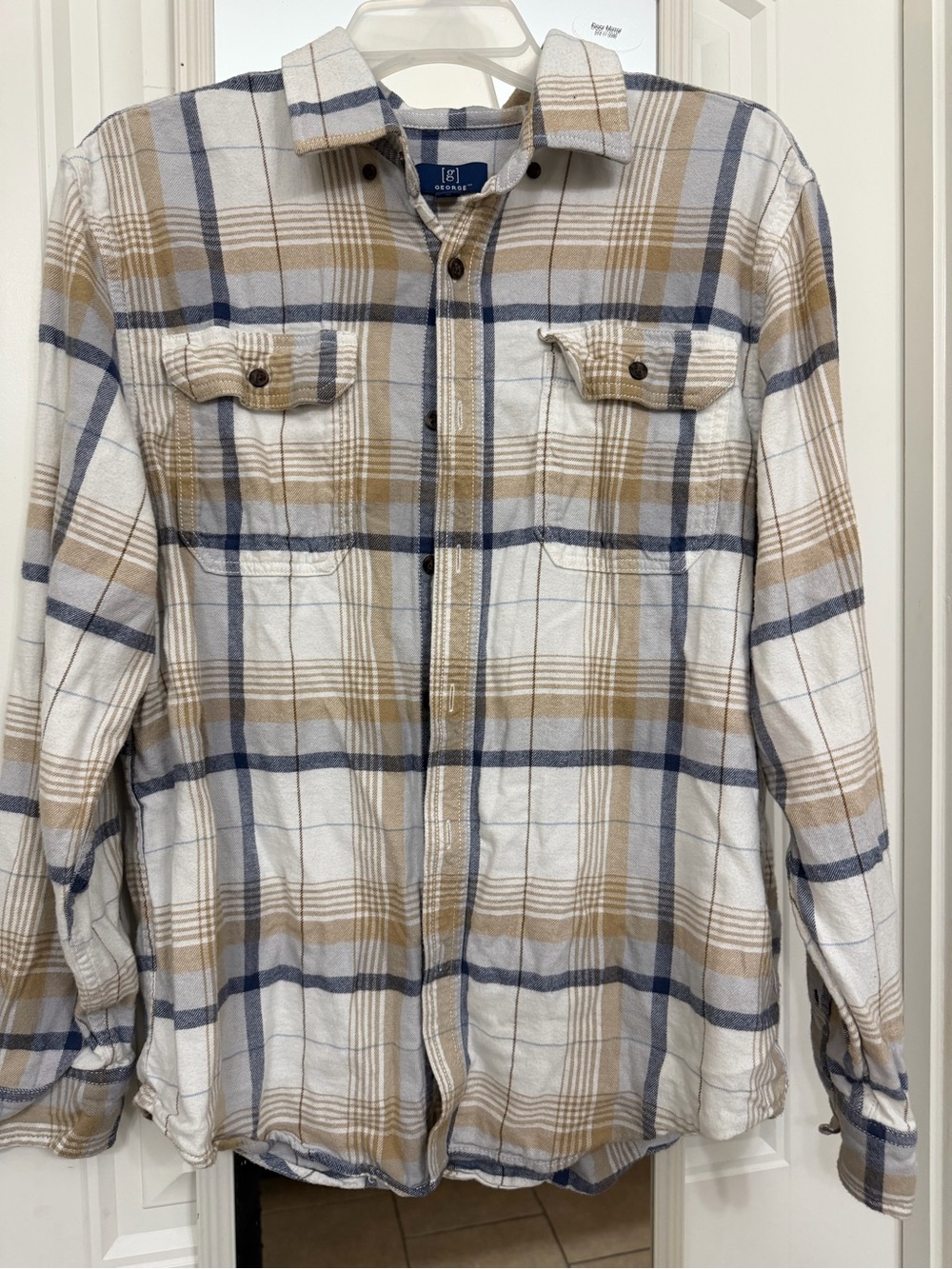 George Beige & Blue Plaid Shirt Jacket